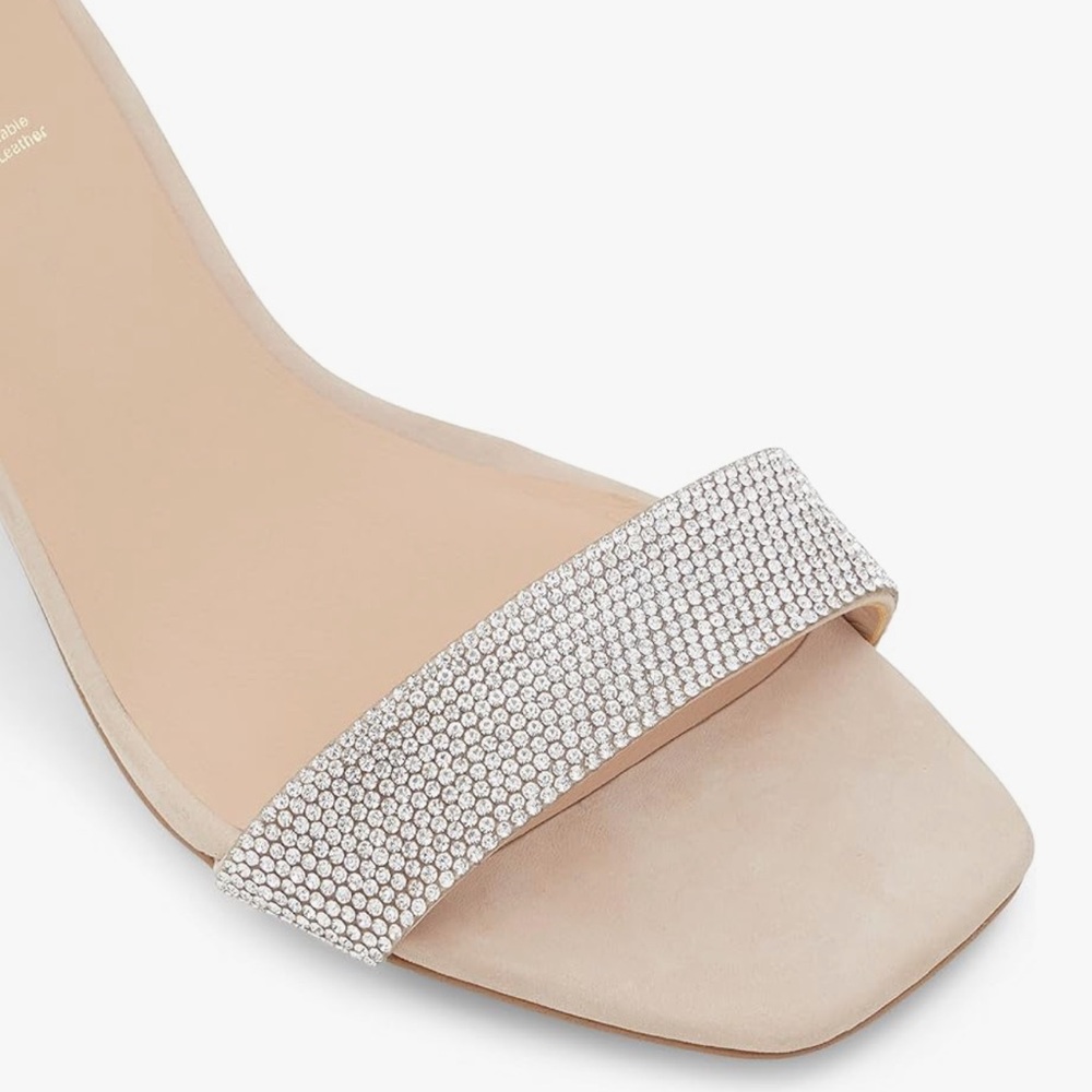 ALDO Kedeaviel mid block heeled embellished sandals in bone leather